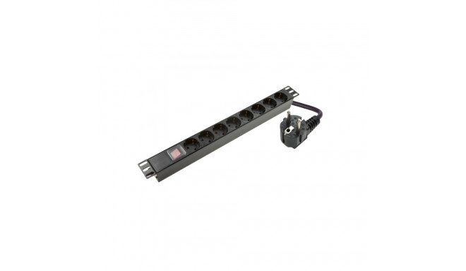 SOMI Networks | 1U, 19″, 8x Schuko PDU Power Panel | PDU08SAS | Black | With Switch; No Protection; 