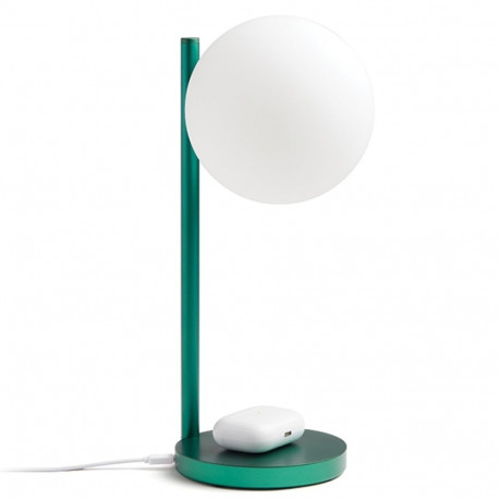 Lexon Bubble LED Lamp with 15W Wireless Charger dark green LH70DG1