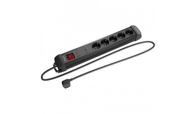 Lanberg SP1 surge protector power strip 5 sockets 5m black (SP1-05F-0500-BK)