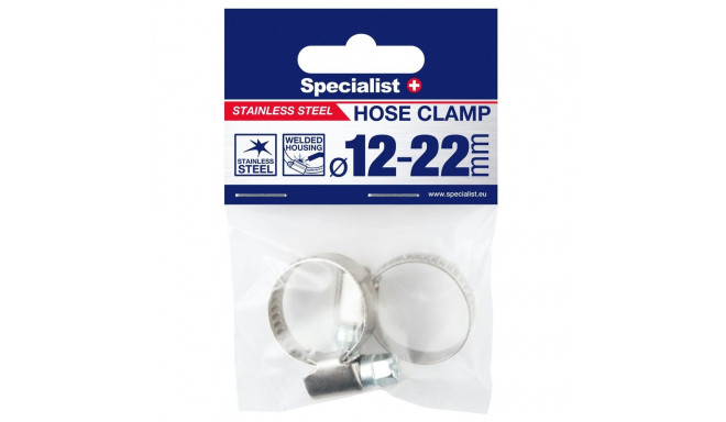 SPECIALIST+ roostevabast terasest voolikuklamber, 12-22 mm, 2 tk.