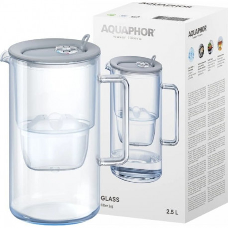 Aquaphor Glass Filter Jug 2.5l Gray + 1 Maxfor Plus Mg Cartridge