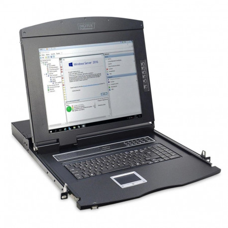 Digitus 17" LCD KVM-konsool, 8-pordiline VGA, USA klaviatuur