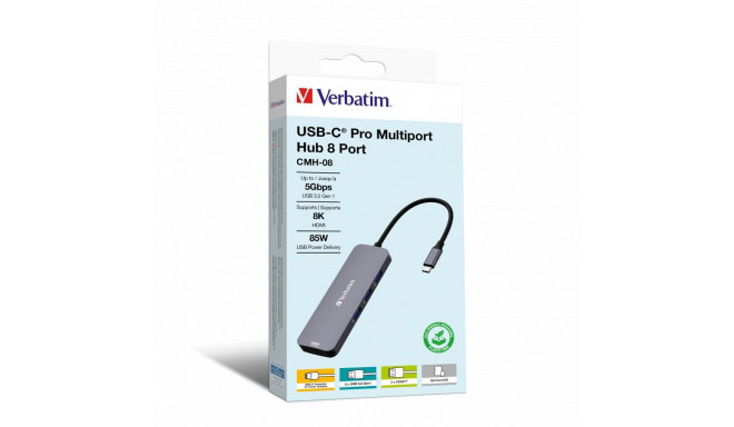 Verbatim CMH-08 USB Type-C 5000 Mbit/s Silver