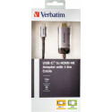 Verbatim 49144 videokaabli adapter 1,5 m USB Type-C HDMI must, hõbe