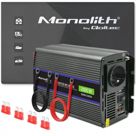 Qoltec Monolith 2000 MS lainepingemuundur | 12V kuni 230V | 1000/2000W | USB