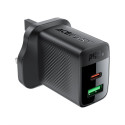 Ładowarka sieciowa Acefast A79 PD20W GaN (USB-A+USB-C) UK - czarne