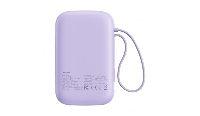 Baseus QPow 2 30W 10000mAh Power Bank with Built-in USB-C Cables - Purple