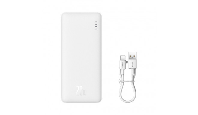 Baseus Airpow 20W 10000mAh Power Bank with Baseus Simple Series USB-A - USB-C 30 cm Cable - White