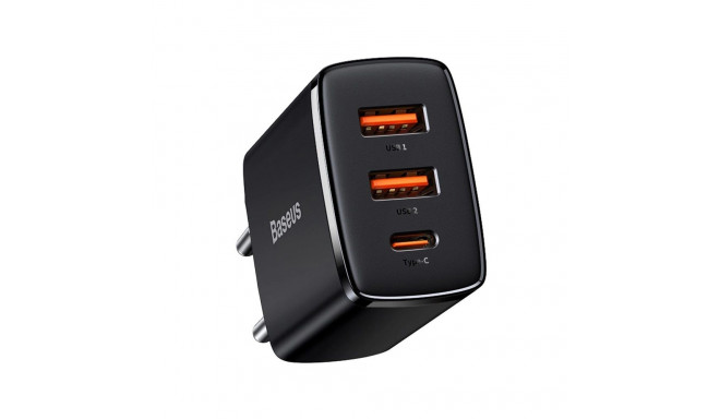 Baseus Compact fast charger 2x USB / USB Type C 30W 3A Power Delivery Quick Charge black (CCXJ-E01)