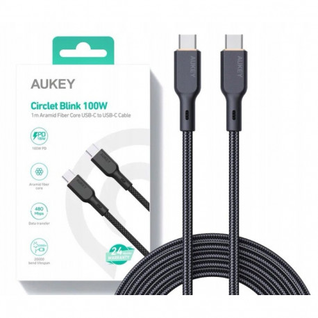 AUKEY CB-KCC101 nailonist USB C - USB C kaabel 1m