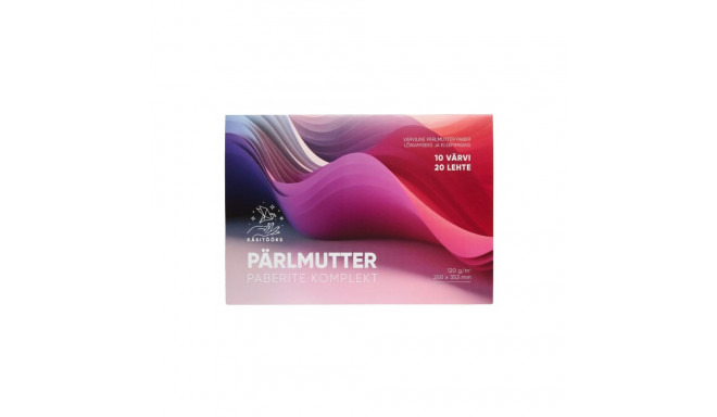 Värviline pärlmutterpaber B4 10 värvi, 20lehte pakis