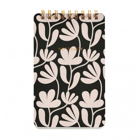 Märkmik 142x90mm valge spiraal WHITE FLOWERS Miquelrius