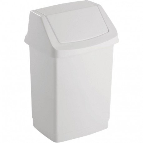 Trash can 50L with movable lid, white