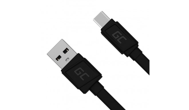 USB Cable - Green Cell KABGC03 0.25m USB A to USB C Black