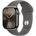 "Apple Watch Series 10 GPS + Cellular 42mm Natural Titanium Case with Stone Grey Sport Band - M/L"