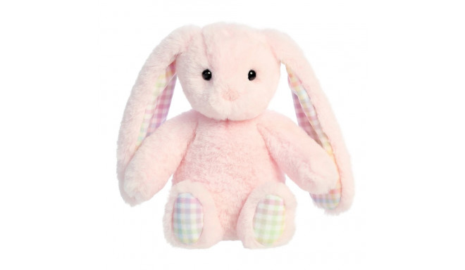 AURORA Rainbow Gingham Bunnies Plush Pink Bunny, 18 cm