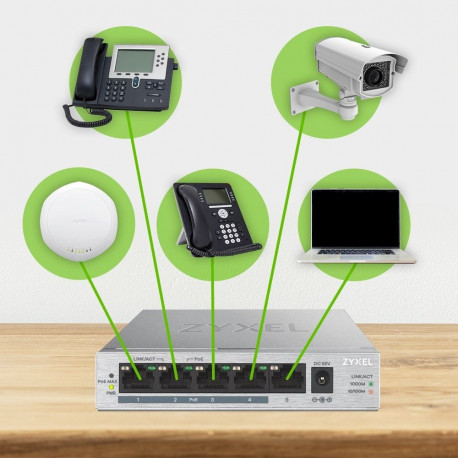 Gigabit Switch - Zyxel GS1005HP 5-Port PoE Silver