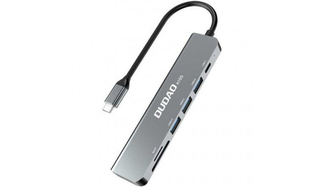 DUDAO Adapter USB Adapter 6w1 A15S USB-C na 3x USB, 1x USB-C, SD/TF (szary) Wired USB 3.2 Gen 1 (3.1