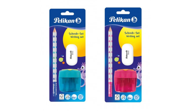 Pelikan harilik pliiats + kustukumm + teritaja, sinine või roosa