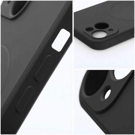 Case for Samsung S25 PLUS Silicone Mag Cover compatible with MagSafe (camera protection) black