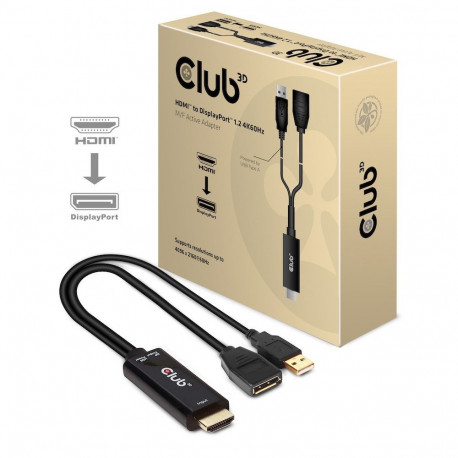 CLUB3D adapter HDMI 2.0 TO DISPLAYPORT 1.2 4K60HZ HDR M/F aktiivne, must
