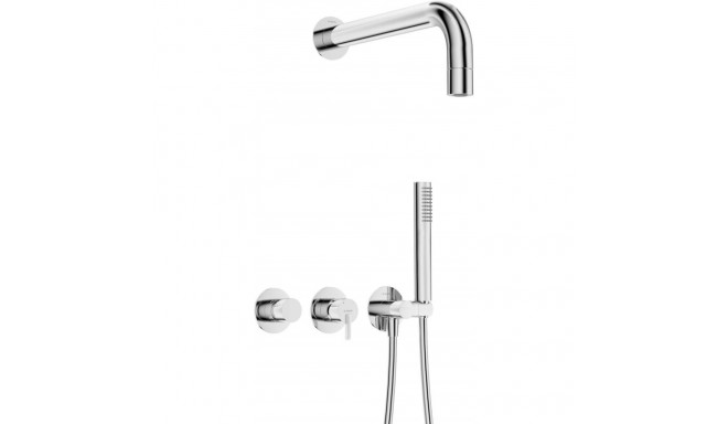 Concealed shower set with hand shower - with horizontal mixer