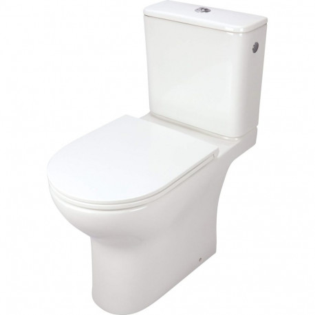 Compact toilet bowl rimless