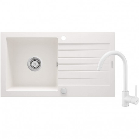 Granite sink with 1-bowl faucet with drainer
