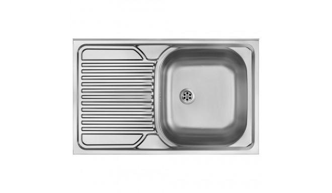 1-bowl steel sink with drainer on the left side - overlay