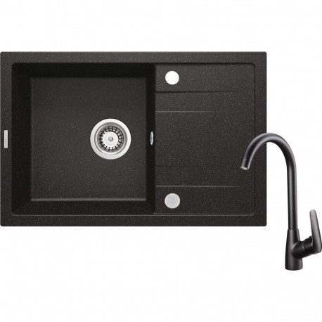 Granite sink with 1-bowl faucet with drainer