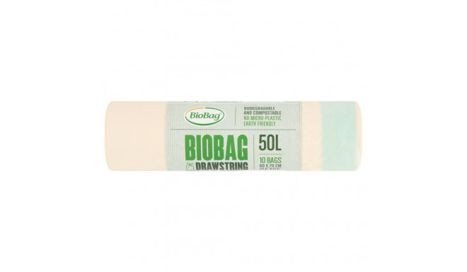 Garbage bag biodegradable compostable BIOBAG 50L 10 pcs with string