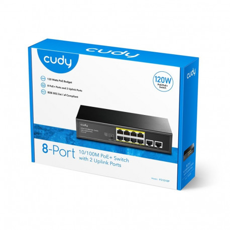 Network Switch - Cudy FS1010P 8-Port PoE Fast Ethernet Black