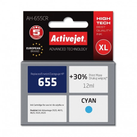 Ink Cartridge - Activejet AH-655CR Compatible for HP 655 Cyan