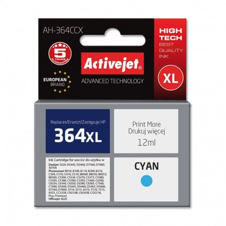 Ink Cartridge - Activejet AH-364CCX 12 ml High Yield Cyan