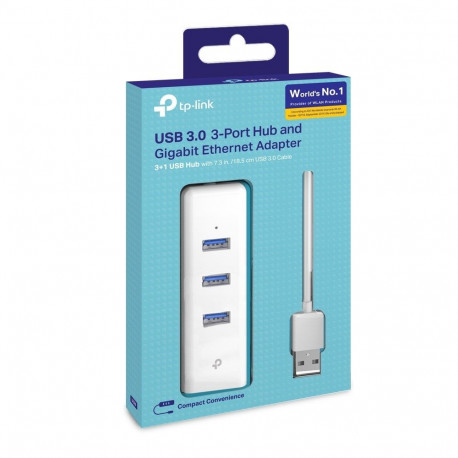 Network Adapter - TP-LINK UE330 3-Port USB 3.0 Hub & Gigabit Ethernet Adapter