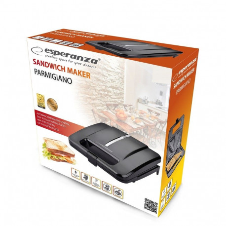Sandwich Maker - Esperanza PARMIGIANO 1000W 4-Sandwich Non-Stick Black
