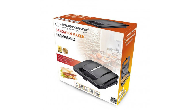Sandwich Maker - Esperanza PARMIGIANO 1000W 4-Sandwich Non-Stick Black