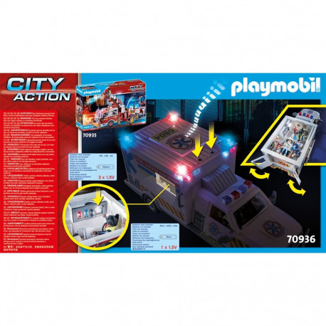 PLAYMOBIL Päästeautod: tulede ja heliga kiirabiauto 70936