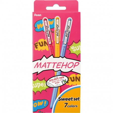 Pentel geelpliiatsid Mattehop K110-V7STB 1mm Sweet, 7tk