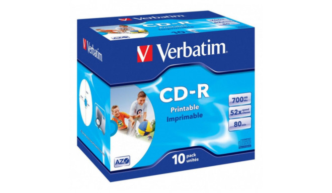 Verbatim Printable CD-R 80min/700MB x52 Cake Box 10