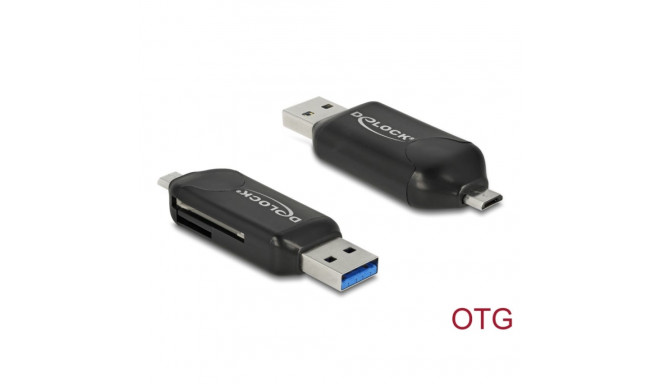 Kaardilugeja USB-A - Micro USB-B, SD / SDHC / MS / MMC / Micro SD, must