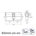 Cylinder EDM r13 European Short camlock Golden Brass (60 mm)