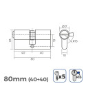 Cylinder EDM r15 European Long camlock Golden Brass (80 mm)