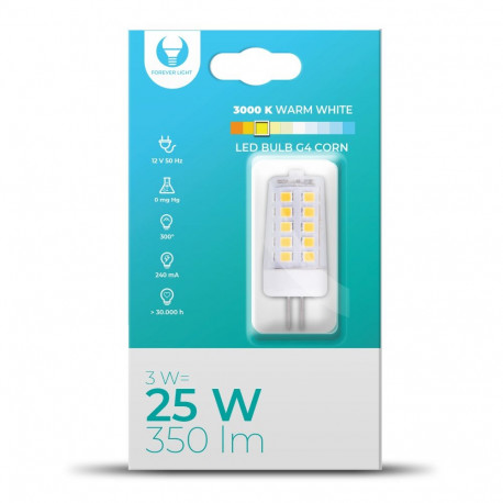 LED-lambi G4 Corn 3W 12V 3000K 350lm Forever Light