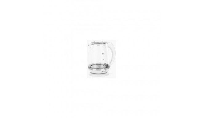 ECG Electric kettle RK 2020 White Glass, 2 L, 360° base with power cord storage, Blue backlight, 185