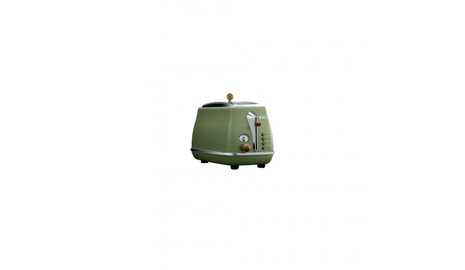 DELONGHI Icona Vintage Toaster CTOV 2103.GR 900W, Stainless steel, Crumb tray, Defrost, Green