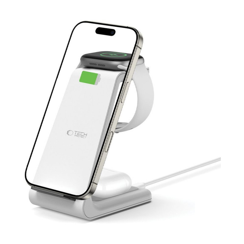 Tech-Protect juhtmevaba laadija A36 3in1 QI15W, valge