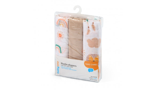 BabyOno muslin diapers, rudas, 348/08