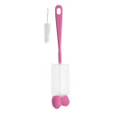 BabyOno Baby bottles and teats brush with mini brush & sponge tip, pink 720/02