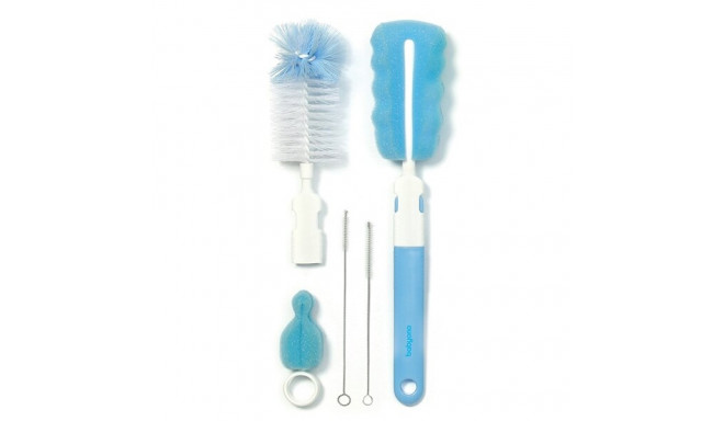 BabyOno baby bottles and teats brush set with a removable handle & mini sponge blue